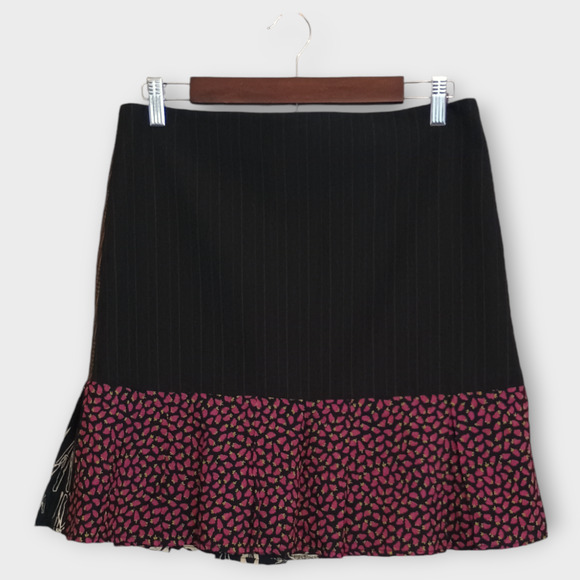 Erica Rose Handmade Los Angles Skirt Womens 6 Black Patchwork Twee Flare Mini - Picture 1 of 13